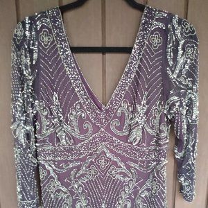 Dark Purple Beaded/Sequin Gown